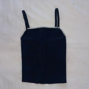 NWT Black Alice & Olivia Tank with Pearl Detail